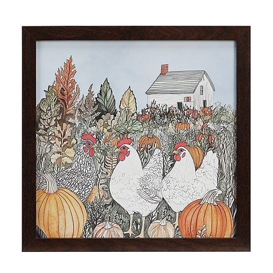 Red Shed  12 in. Framed MDF Wall Art, Chicken & Pumpkin | Tractor Supply