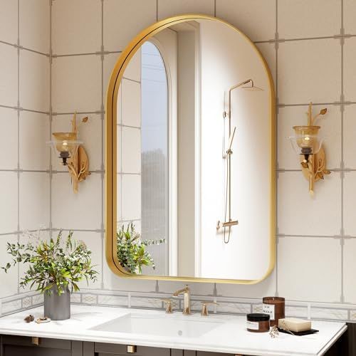 Arched Bathroom Mirror, 26"x38" Arch Bathroom Mirror for Wall,Modern Bathroom Mirror for Living R... | Amazon (US)