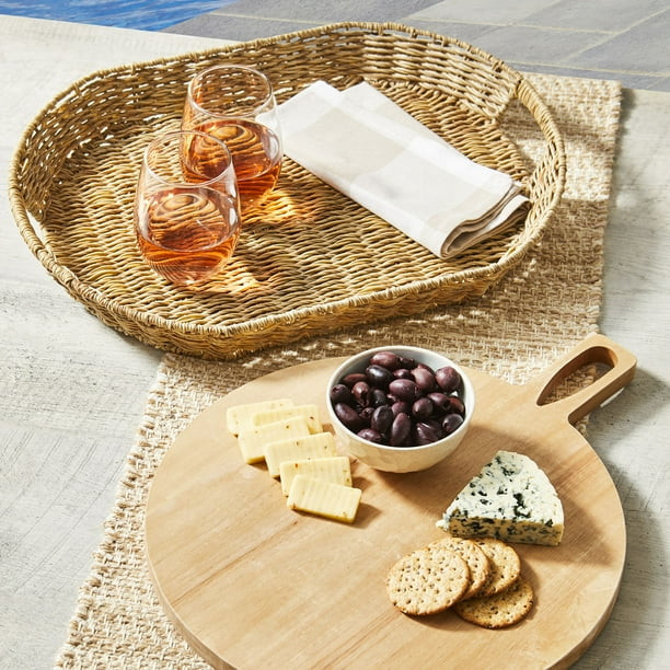 Better Homes & Gardens 20" Oval Woven Serve Tray- Beige - Walmart.com | Walmart (US)