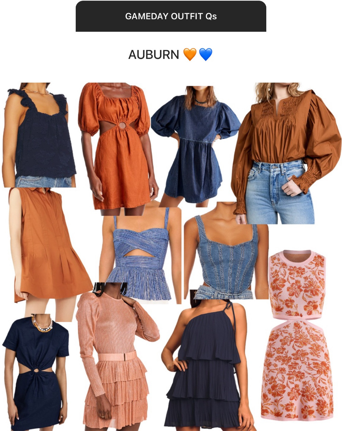 AUBURN game day outfits! 

// Football season, college football, college outfits, orange and navy

#LTKSeasonal #LTKU #LTKunder100