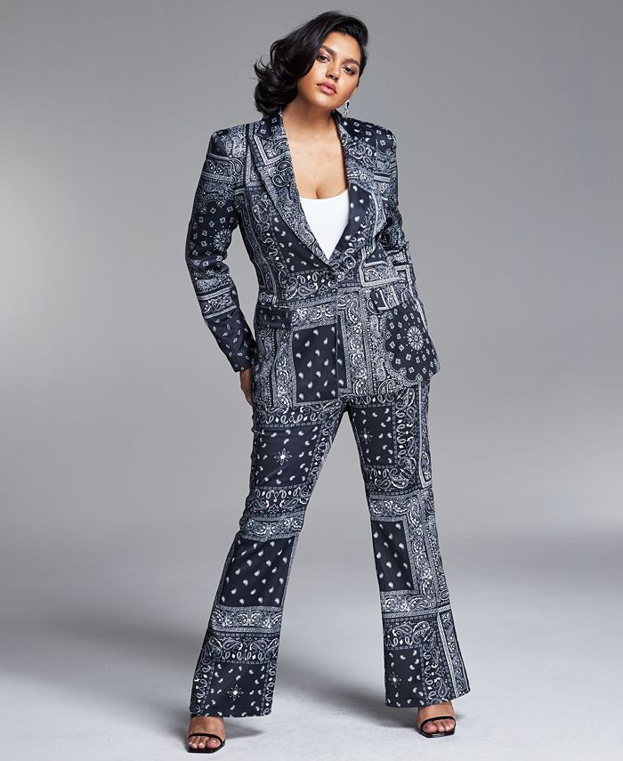 Bar III Zerina Akers Printed Bandana Blazer, Created for Macy's & Reviews - Jackets & Blazers - W... | Macys (US)