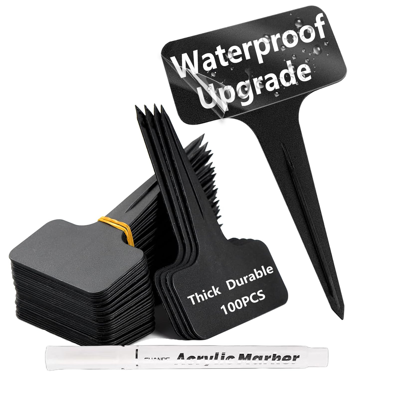 DaTpuik 100 Pcs Waterproof Black Durable Plastic Plant Outdoor Garden Labels Nursery Markers T-Ty... | Amazon (US)