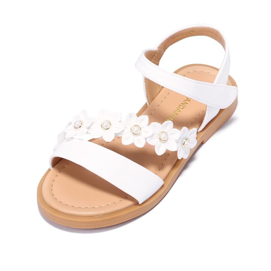 PANDANINJIA Gina Girls Sandals Open Toe Summer Flats Dress Sandals Shoes Toddler/Little Kid/Big K... | Amazon (US)