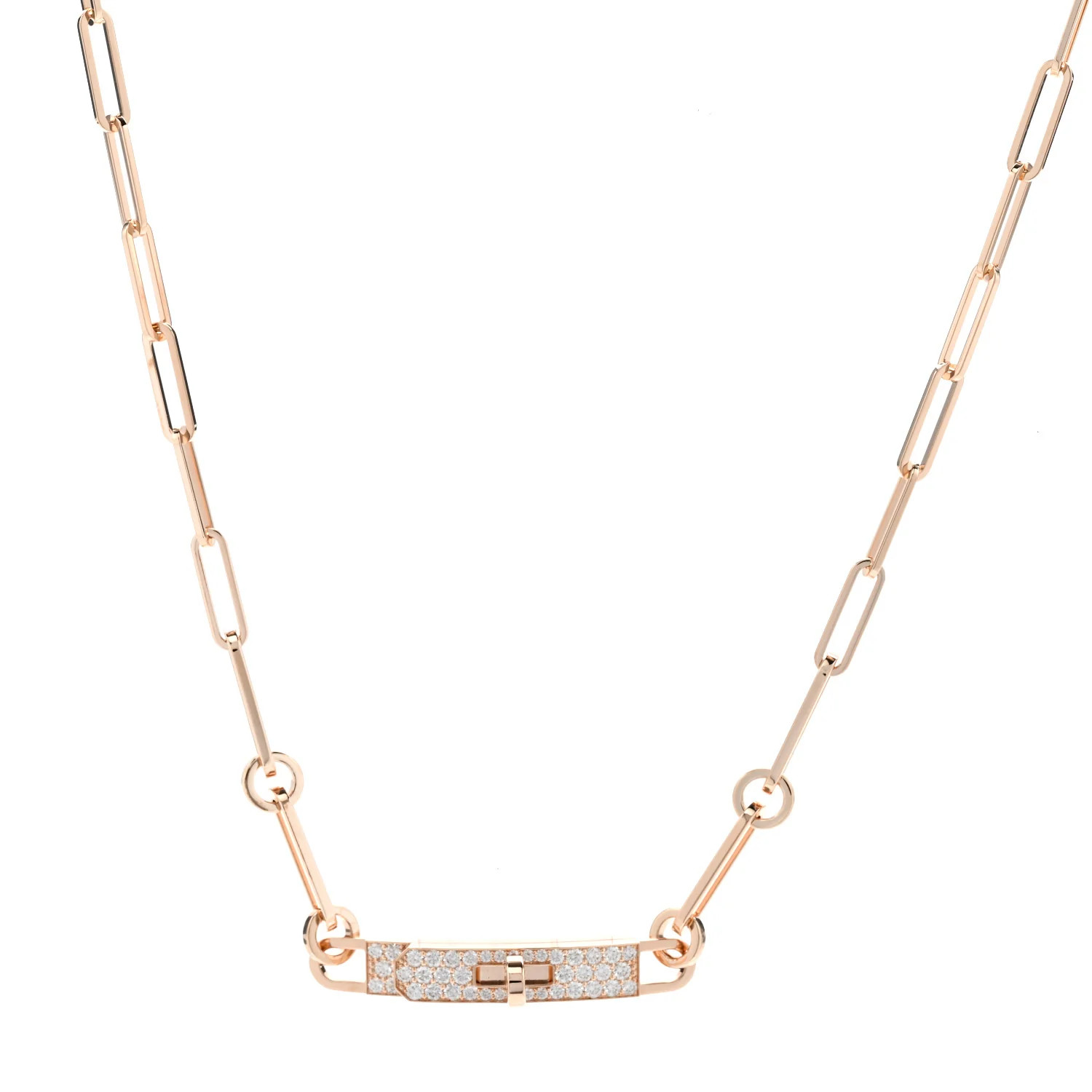 18K Rose Gold Diamond Pave Kelly Chaine Choker Necklace | FASHIONPHILE (US)