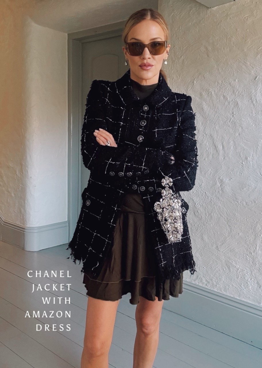 Timeless Chanel jacket is the perfect luxury gift. I paired mine with an affordable Amazon bestselling dress ❤️ 

Green ruffle dress, tweed jacket, Chanel bag, Chanel boots, Chanel fashion, gifts for her 

#LTKSaleAlert #LTKCyberWeek #LTKHoliday