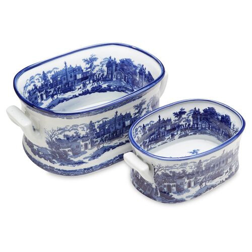 Asst. of 2 Patterned Planters, Blue | One Kings Lane