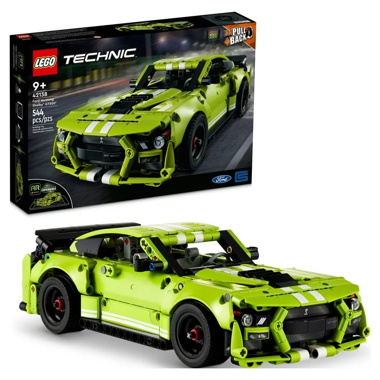 LEGO Technic Ford Mustang Shelby GT500 Building Set 42138 - Pull Back Drag Race Toy Car Model Kit... | Walmart (US)