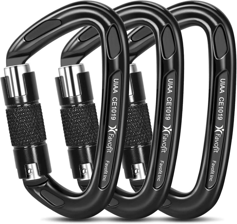 Locking Climbing Carabiners Heavy Duty - Favofit UIAA Certified Rock Climbing Clips for Climbers ... | Amazon (US)