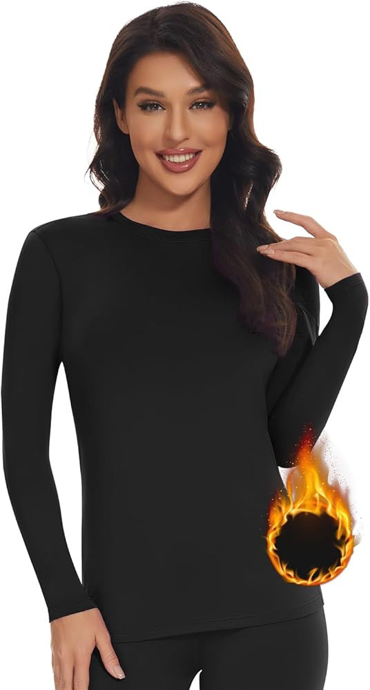 SIMIYA Thermal Tops Womens Round Neck Soft Base Layers Long Sleeve Top Women Thermal Underwear Sh... | Amazon (UK)