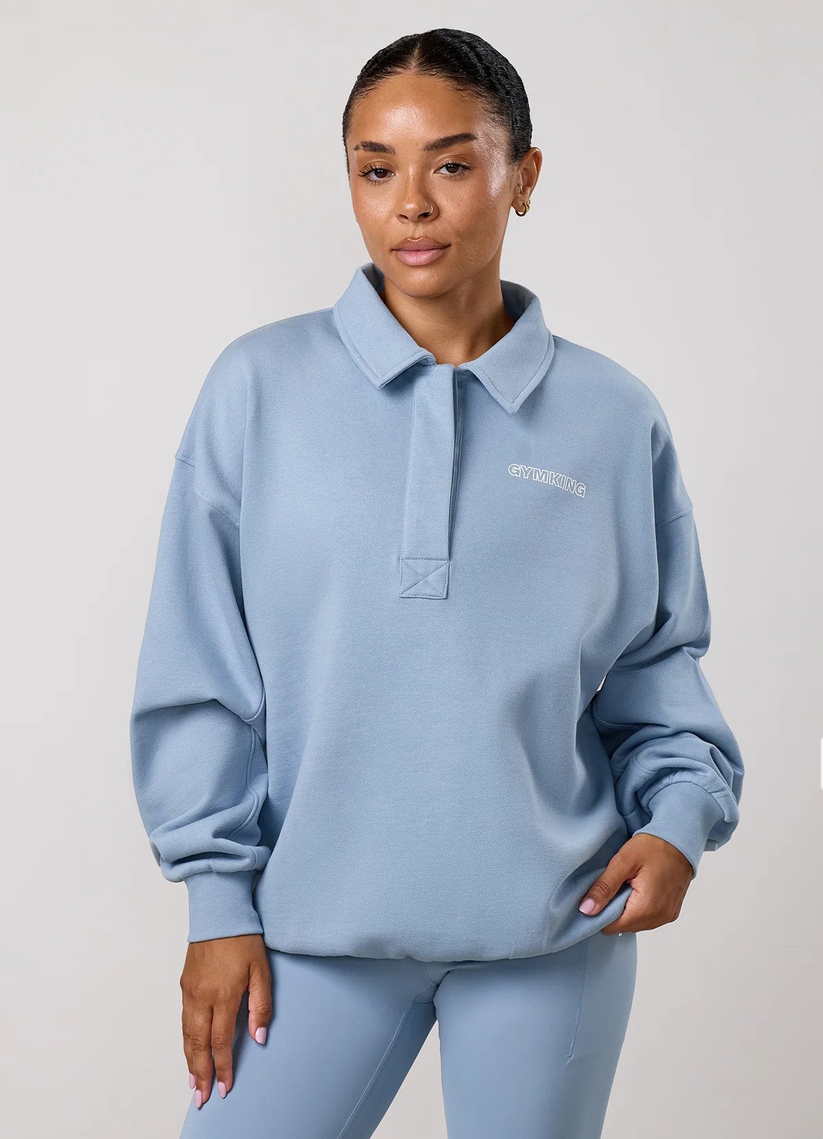 Gym King Precision Collared Sweatshirt - Chalk Blue | The Gym King (UK)