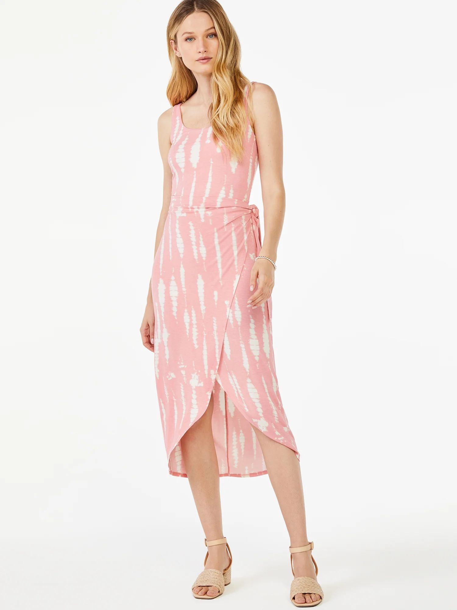 Scoop Women's Printed Sleeveless Midi Wrap Dress - Walmart.com | Walmart (US)