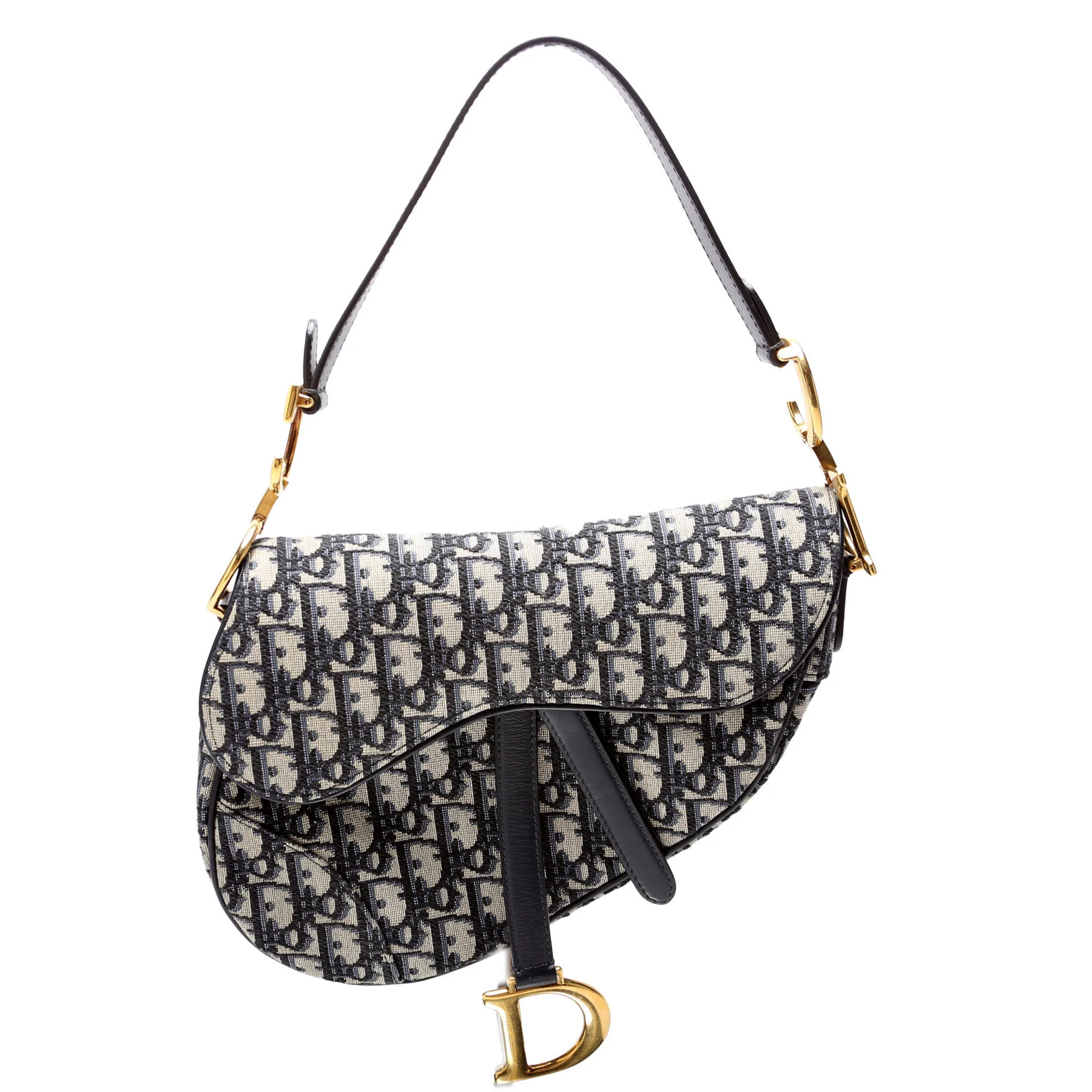 Saddle Bag Oblique Navy | Keeks Designer Handbags