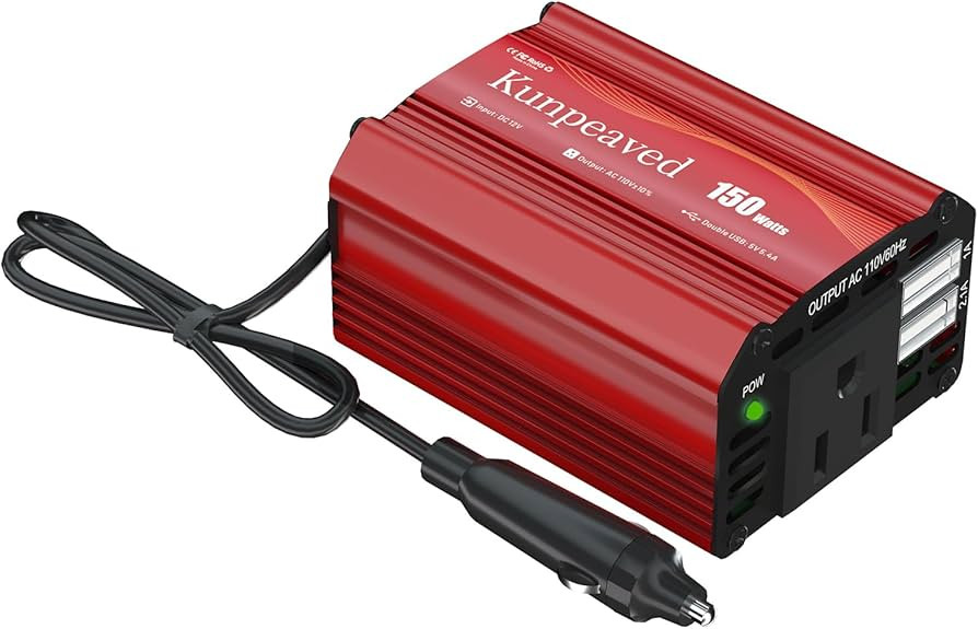 150W Power Inverter DC 12V to 110V Car Charger Converter with Dual USB Ports and 2 AC Outlets for... | Amazon (US)