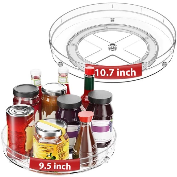 2 Pack Lazy Susan Organizer, 9.5 Inch, 10.7 Inch Lazy Susan Turntable for Cabinet, Turntable Orga... | Walmart (US)