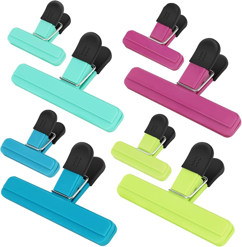 TACGEA Chip Clips, 8 Pack Food Clips, Upgrade Wide Open Bag Clips for Food Storage with Air Tight... | Amazon (US)