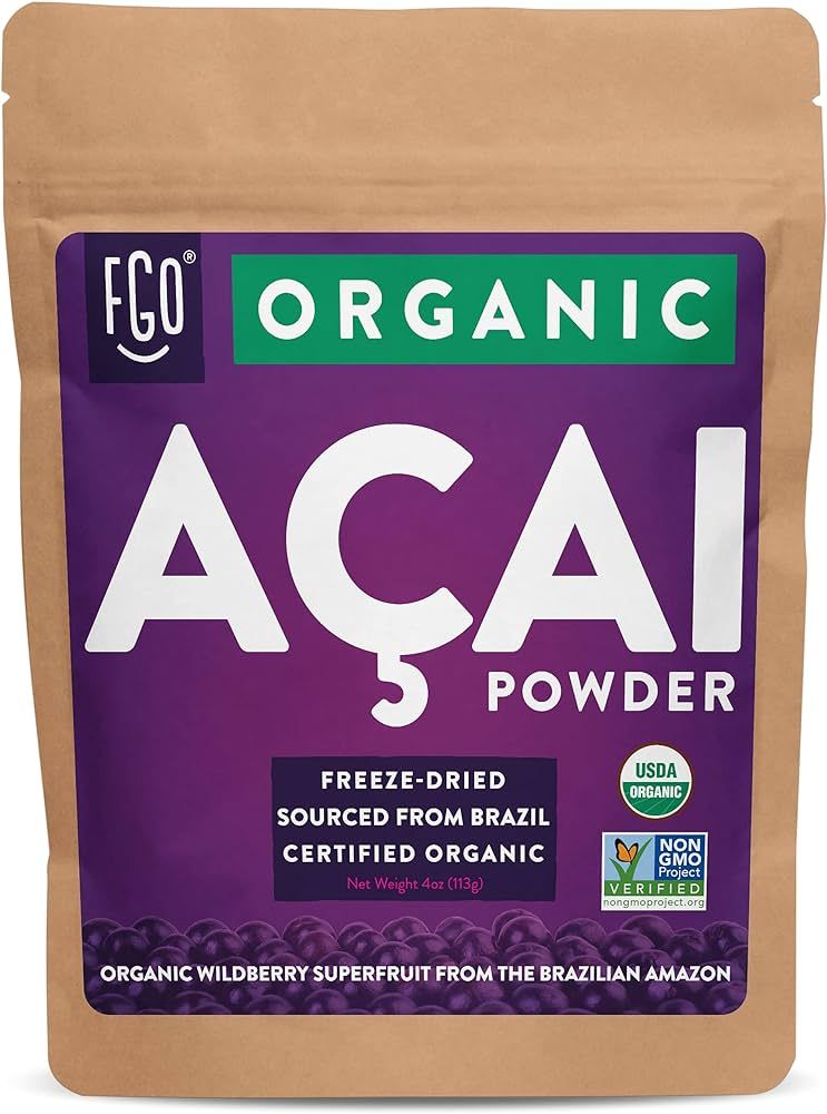 Organic ACAI Powder (Freeze-Dried) | 4oz Resealable Kraft Bag | 100% Raw Superfood Berry From Bra... | Amazon (US)