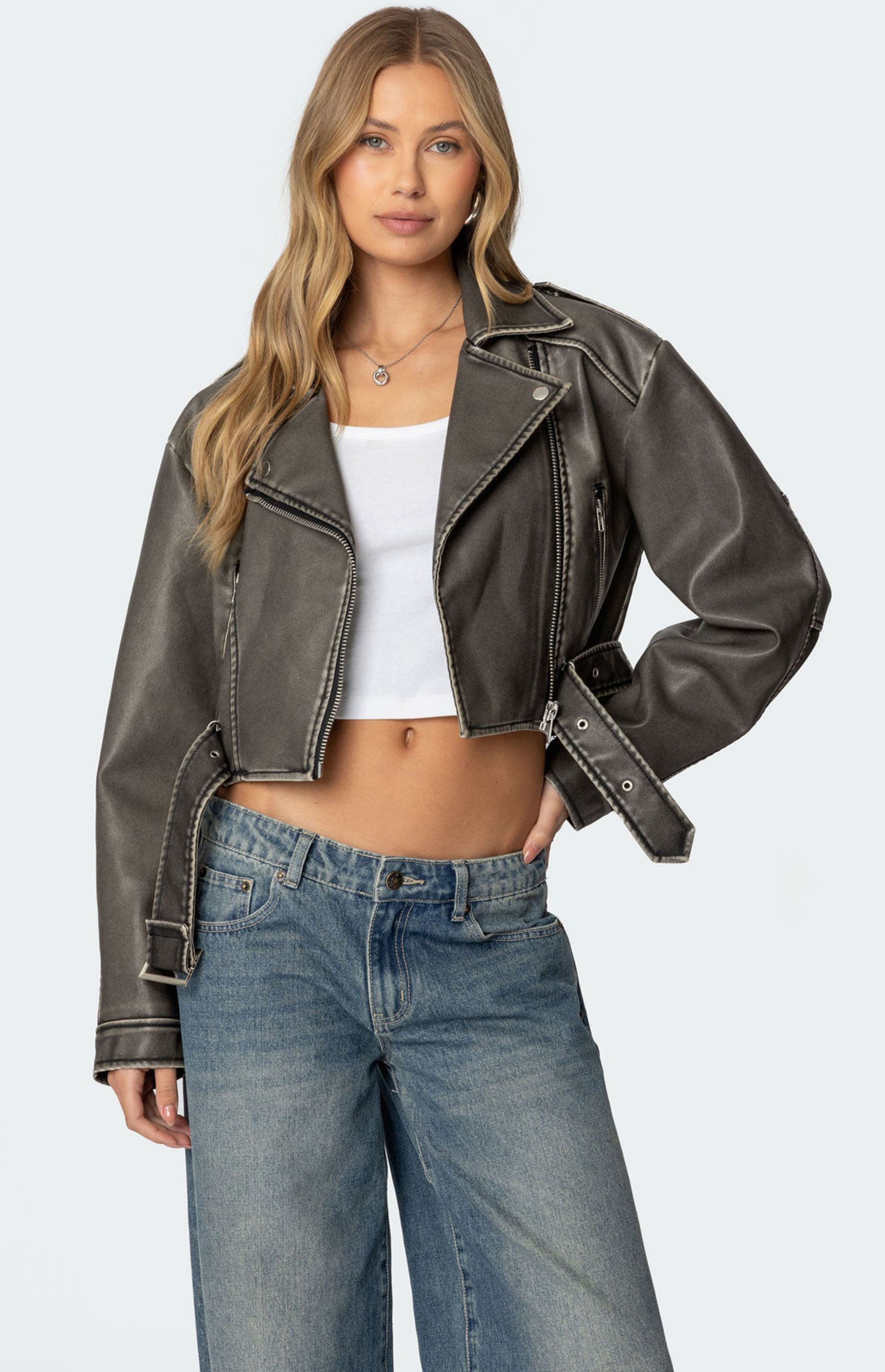 Edikted Washed Faux Leather Jacket | PacSun