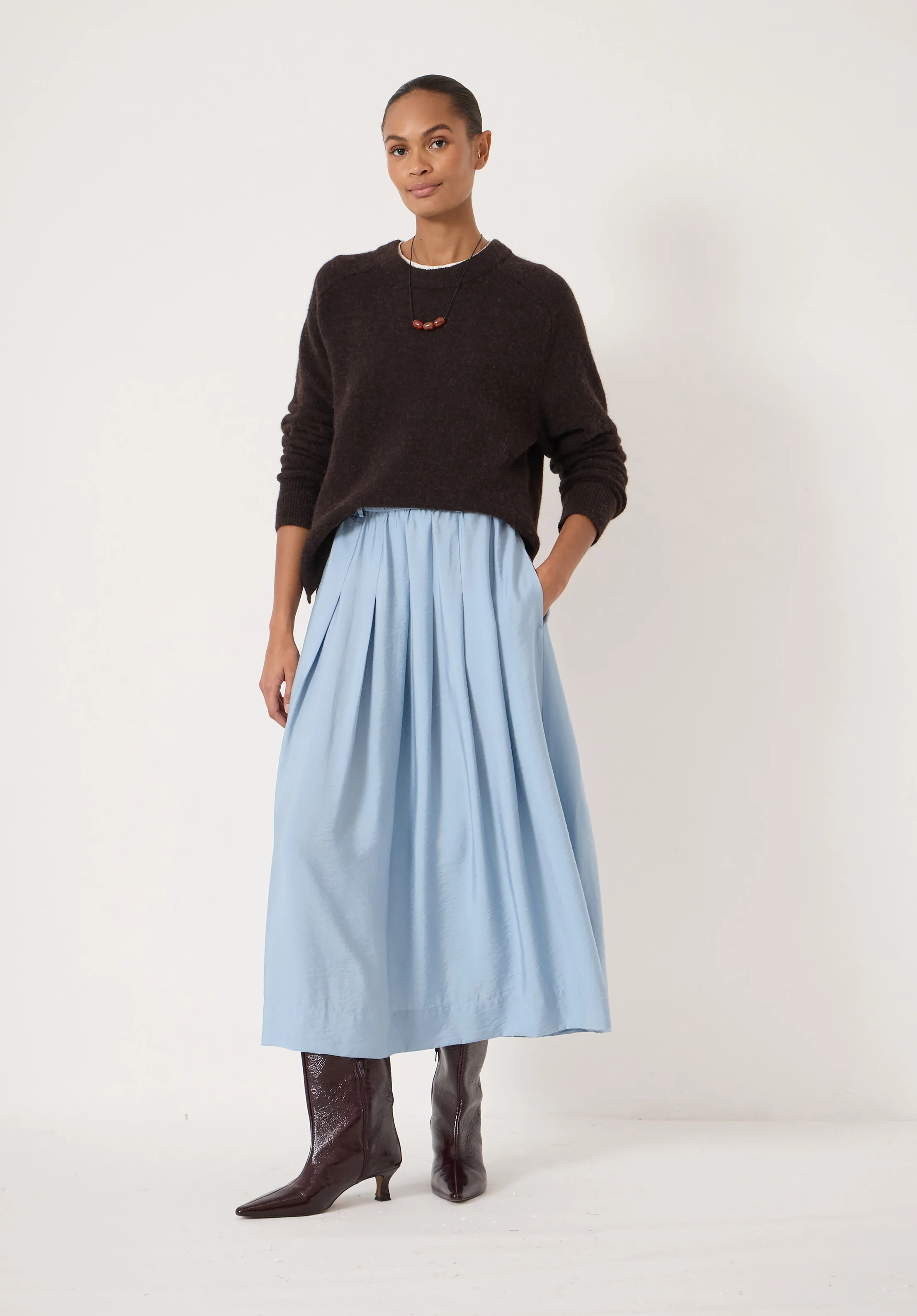 Ivy Pleated Air Flow Midi Skirt | Hush UK