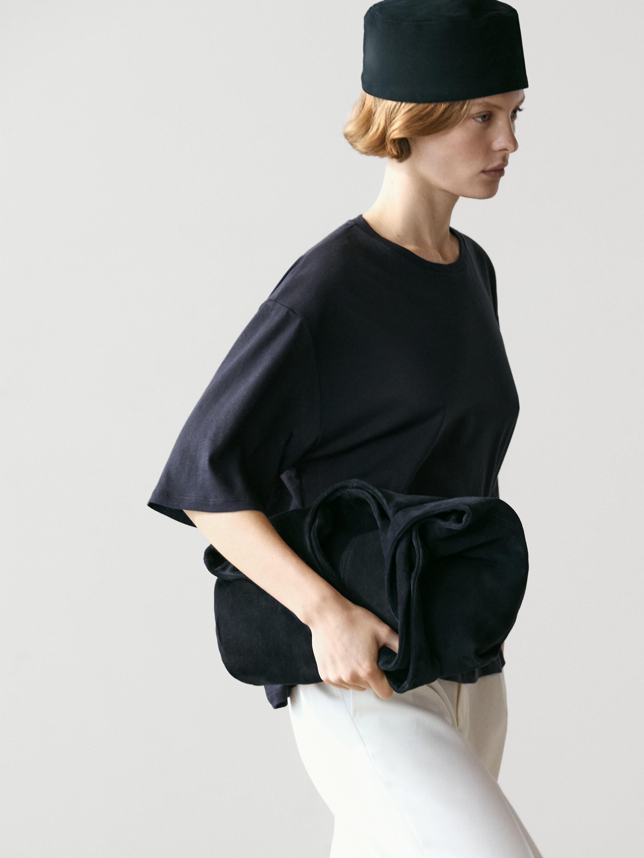 Oversize cotton short sleeve T-shirt | Massimo Dutti UK