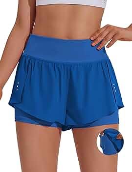 PINSPARK 2 in 1 Athletic Shorts for Women Biker Underneath Running Shorts High Waisted Gym Workou... | Amazon (US)