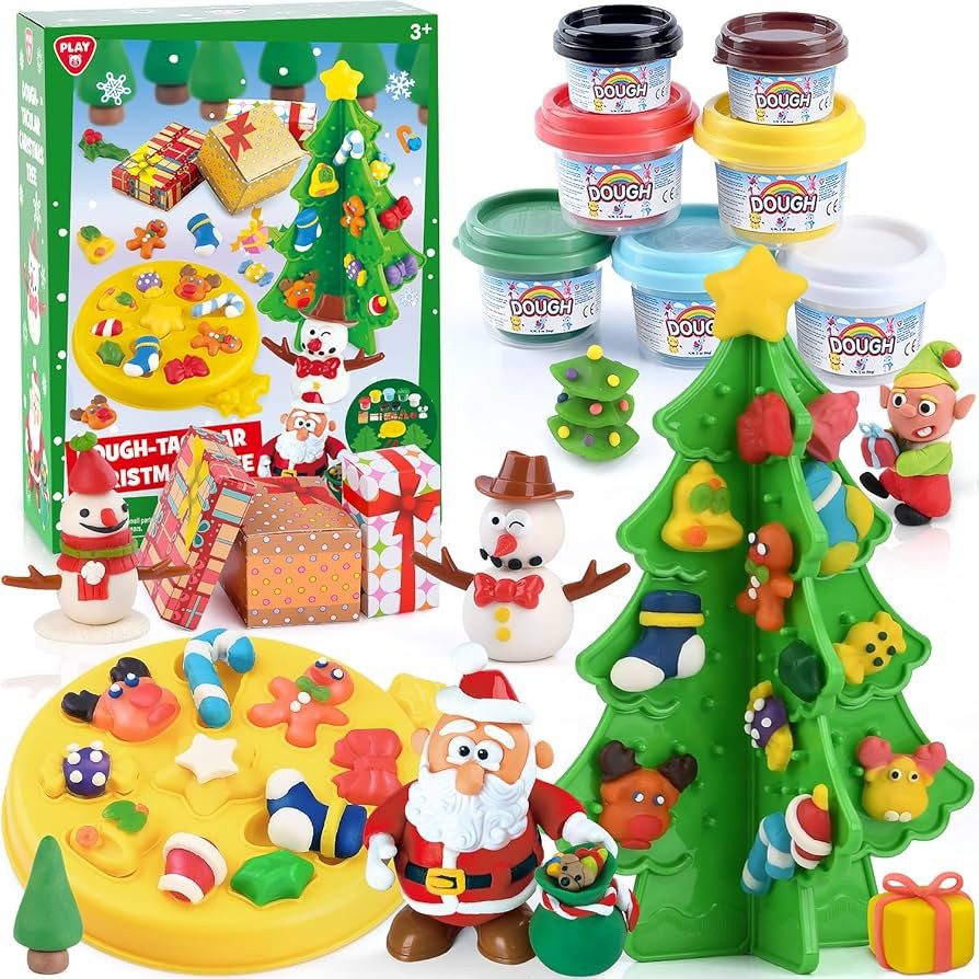 PLAY Christmas Color Dough Sets for Kids, DIY Christmas Dough Toys Gifts for Grandkids, Safe & No... | Amazon (US)