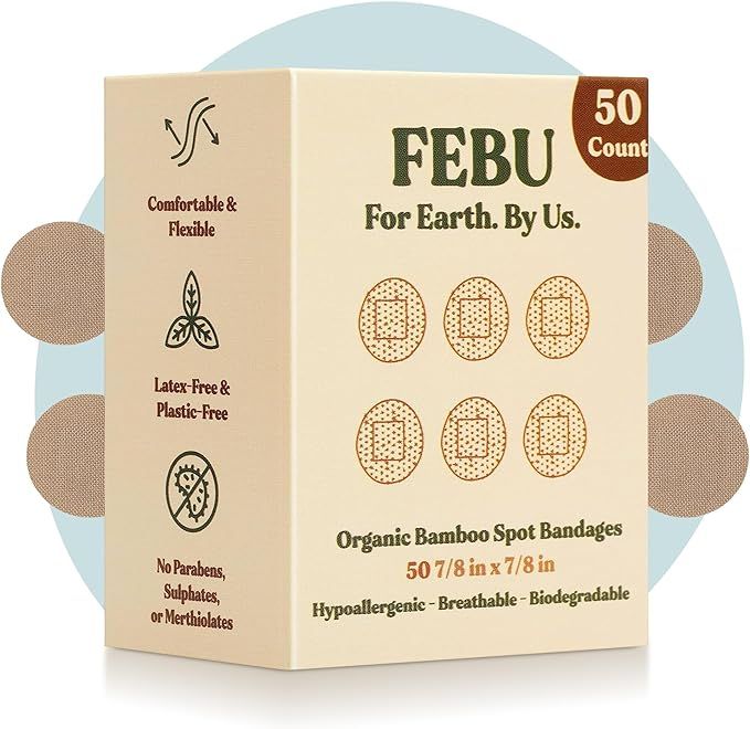 FEBU Eco-Friendly Organic Bamboo Fabric Bandages for Sensitive Skin | PFAS Free Bandages for Scra... | Amazon (US)