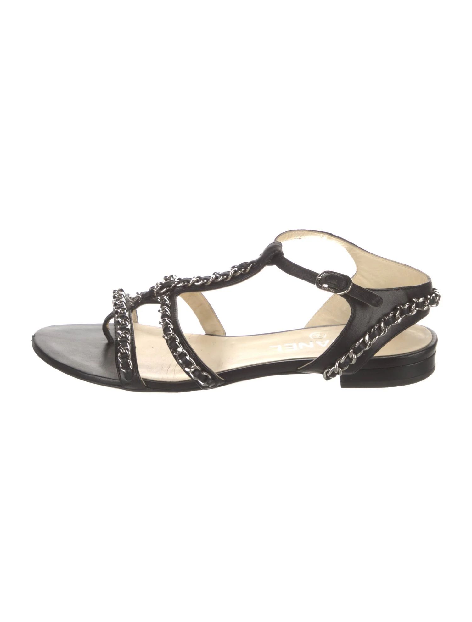 Leather Chain-Link Accents Gladiator Sandals | The RealReal