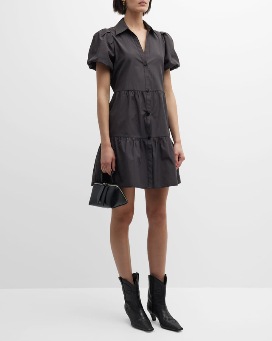 Brochu Walker Havana Tiered Puff-Sleeve Mini Dress | Neiman Marcus