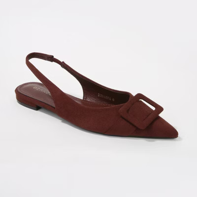 Berness Women's Rossana Suede Slingback Flats with Oversized Suede Buckle Brown 7.5 | Target