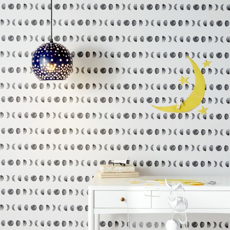Chasing Paper Black and White New Moon Removable Wallpaper + Reviews | Crate and Barrel | Crate & Barrel