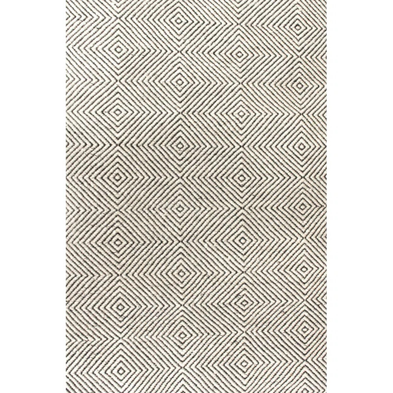 Portageville Geometric Handmade Tufted Wool Ivory/Black Rug | Wayfair North America