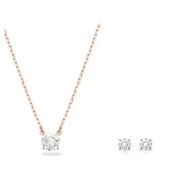Attract set, Round cut, White, Rose gold-tone plated by SWAROVSKI | SWAROVSKI