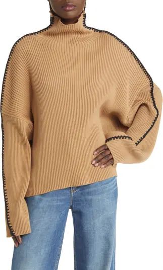 Ally Whipstitch Detail Mock Neck Sweater | Nordstrom