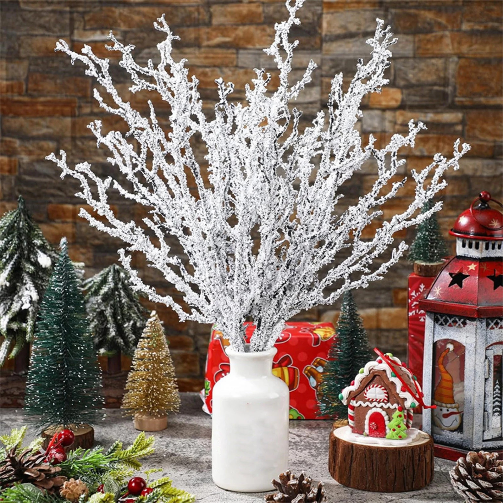 Konghyp 10 Pcs Snowy Branches Tree Picks 11 Inch Artificial Christmas Tree Branches Picks White C... | Walmart (US)