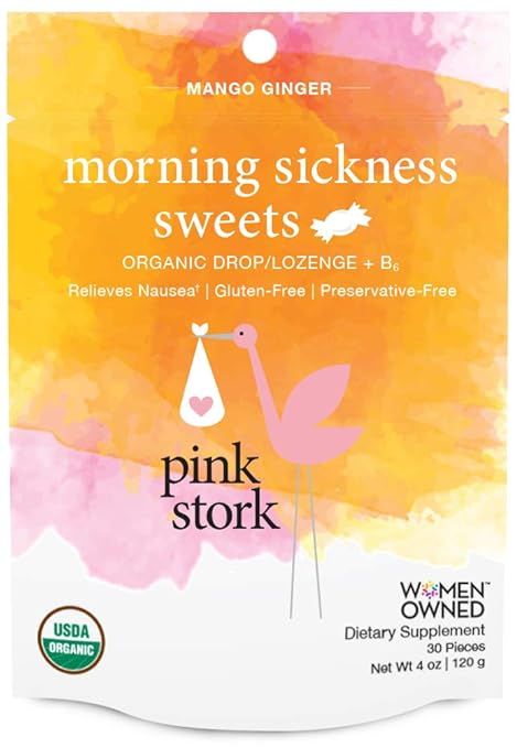 Pink Stork Morning Sickness Sweets: Mango Ginger Flavor, USDA Organic Hard Lozenges + Vitamin B6 ... | Amazon (US)