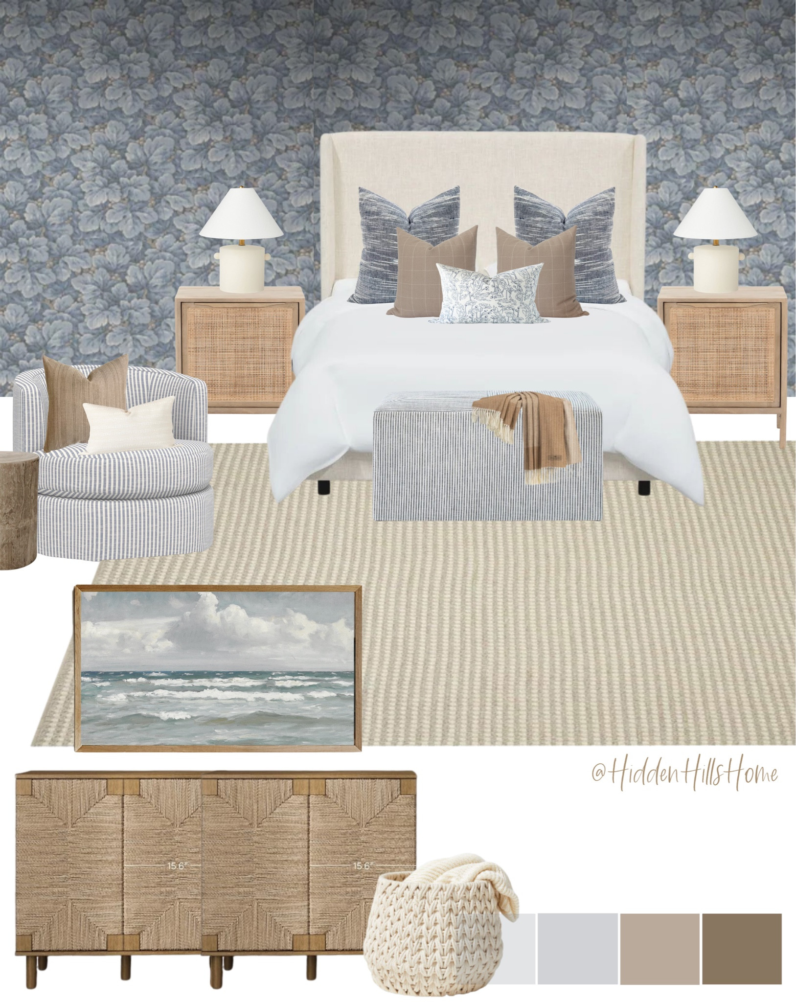 Bedroom decor, coastal bedroom decor ideas, coastal bedroom mood board, primary bedroom decor ideas, master bedroom with blue tones #bedroom 

#LTKstyletip #LTKsalealert #LTKhome