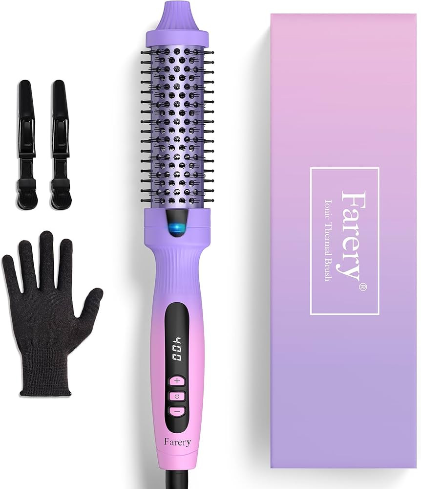 FARERY Curling Iron Brush Ceramic 1 1/4 Inch Double MCH Heated Curling Comb, Quick Heating Create... | Amazon (US)