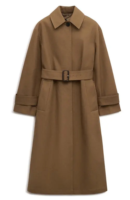 MANGO Belted Cotton Trench Coat in Medium Brown at Nordstrom, Size Large | Nordstrom