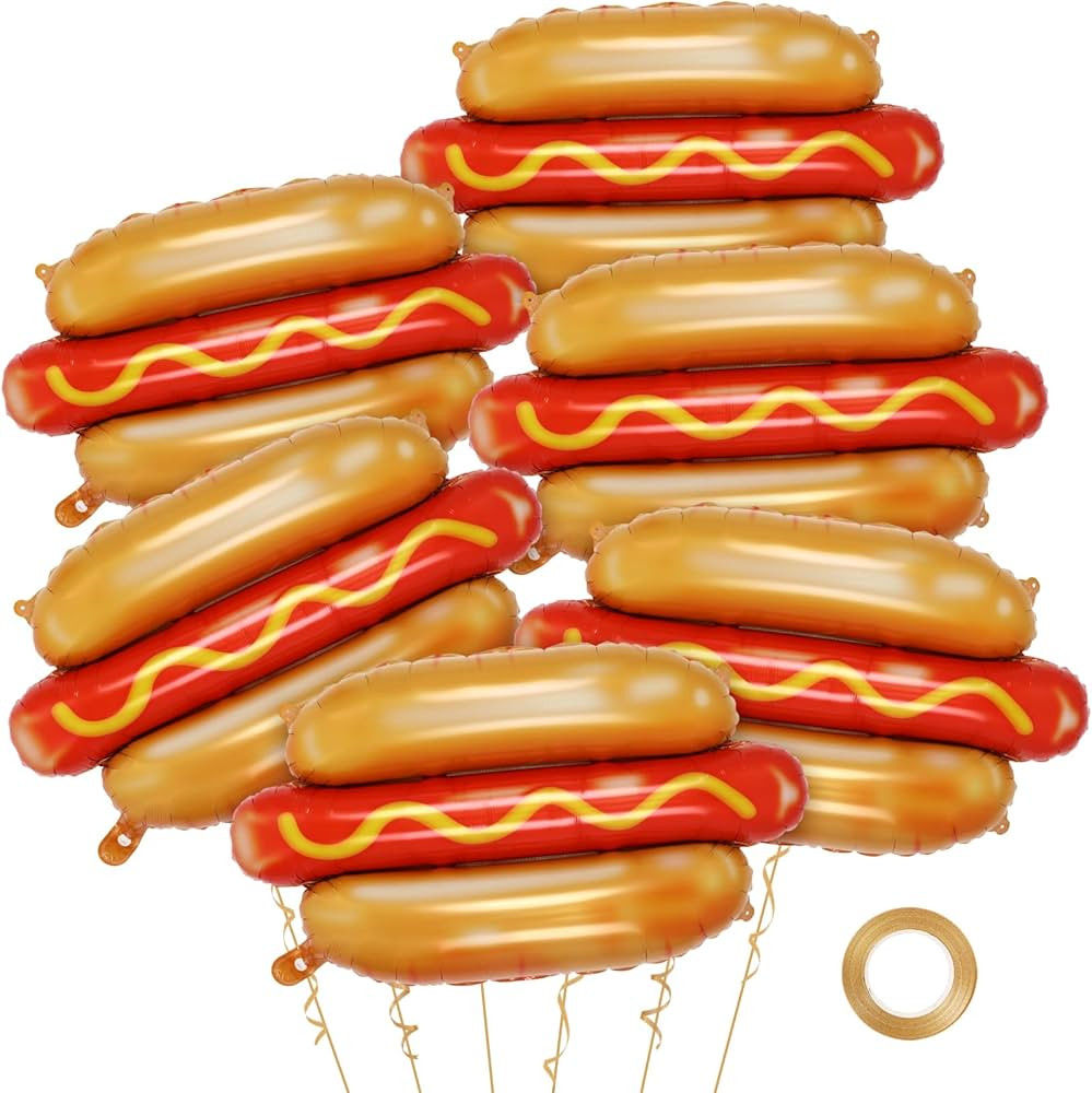 6 Pcs Giant Hot Dog Balloons, Food Foil Balloons Picnic Snacks BBQ Party Balloon Picnic Themed Ba... | Amazon (US)