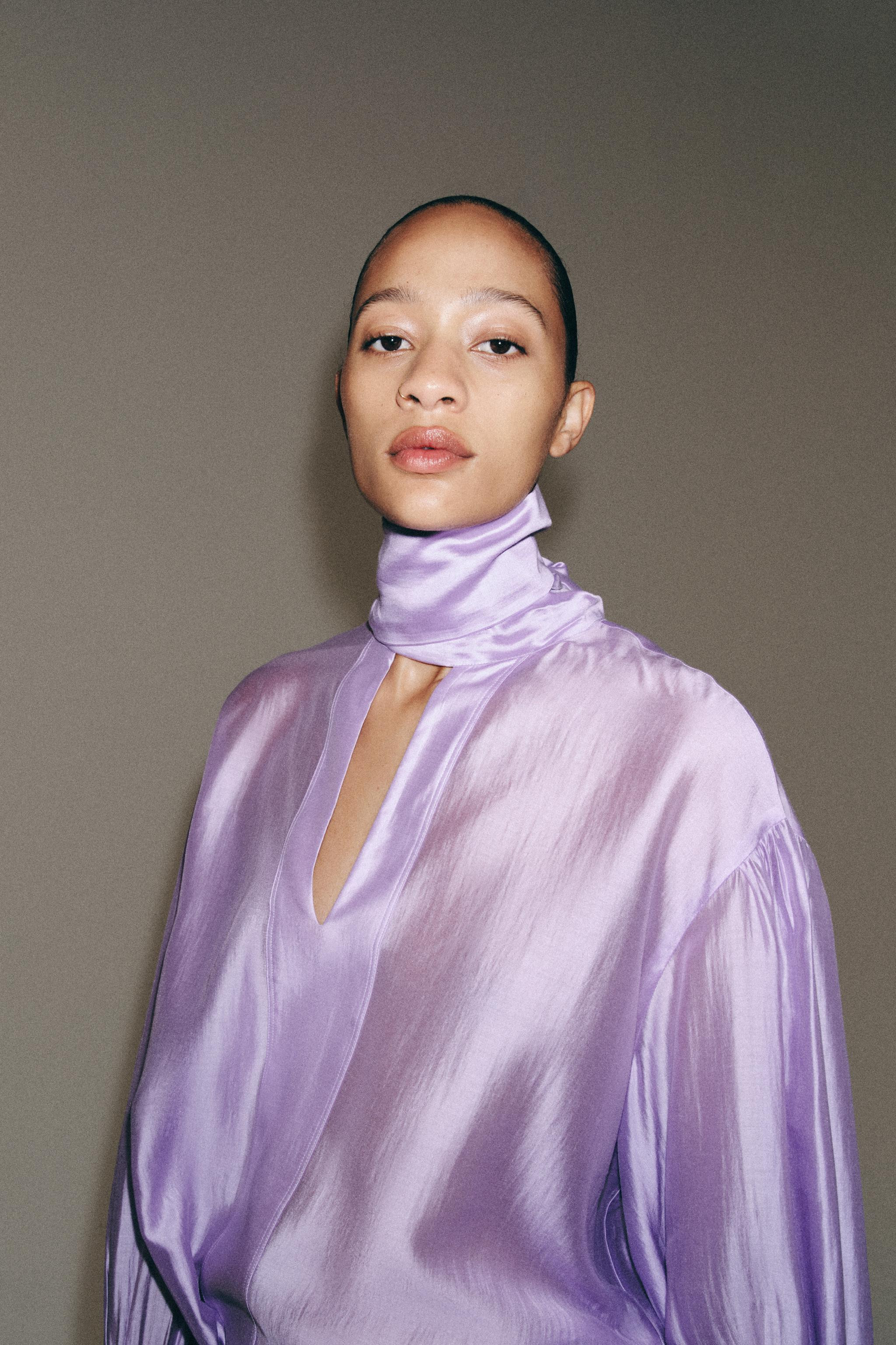 ZW COLLECTION SATIN EFFECT TIE SHIRT | Zara US