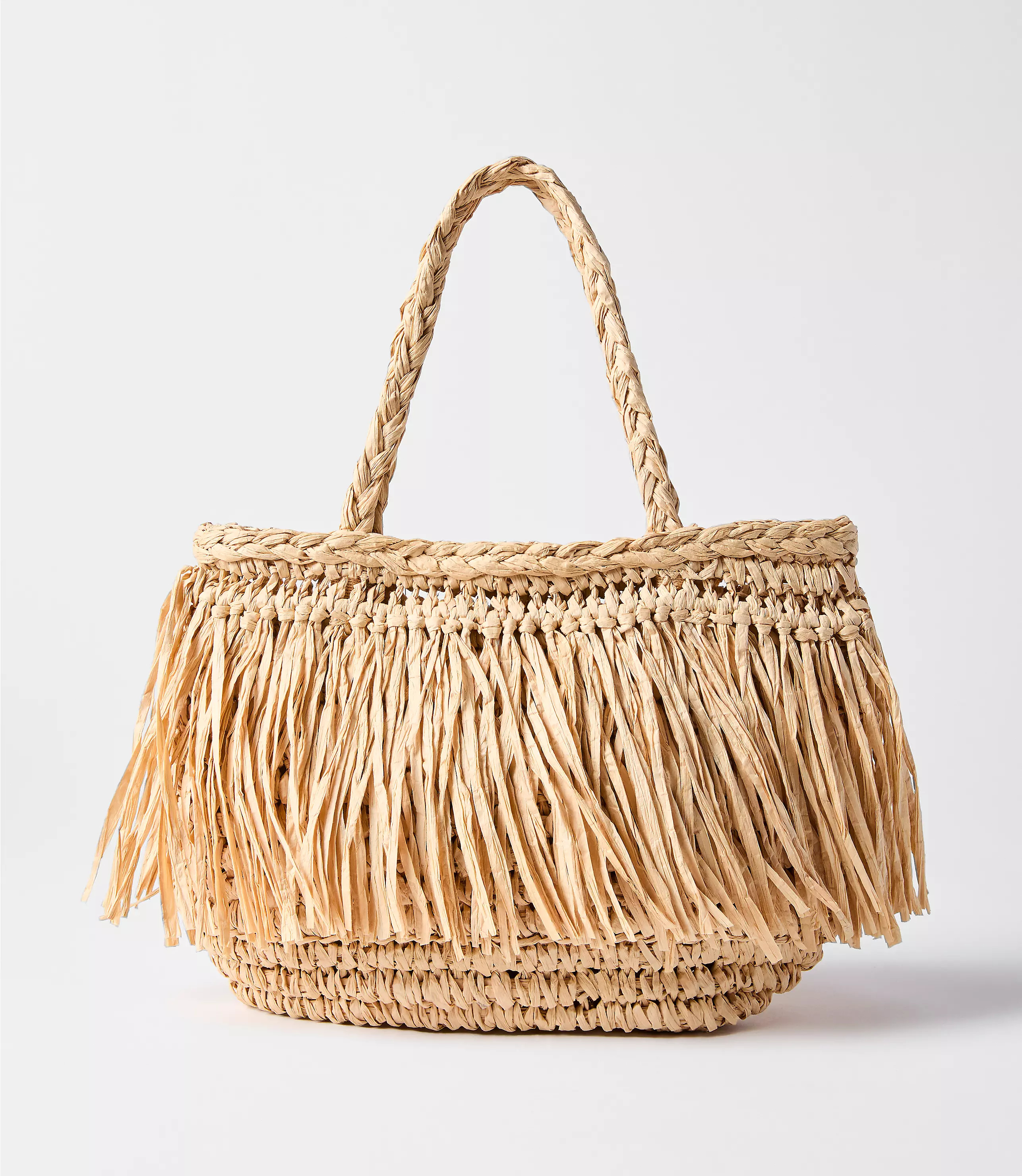 Fringe Raffia Tote Bag | LOFT