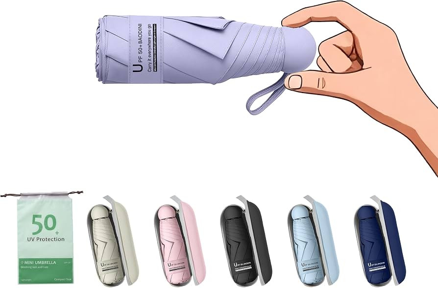 BAODINI Mini Travel Umbrella with UV Sun Protection, Compact Pocket-Size | Amazon (US)
