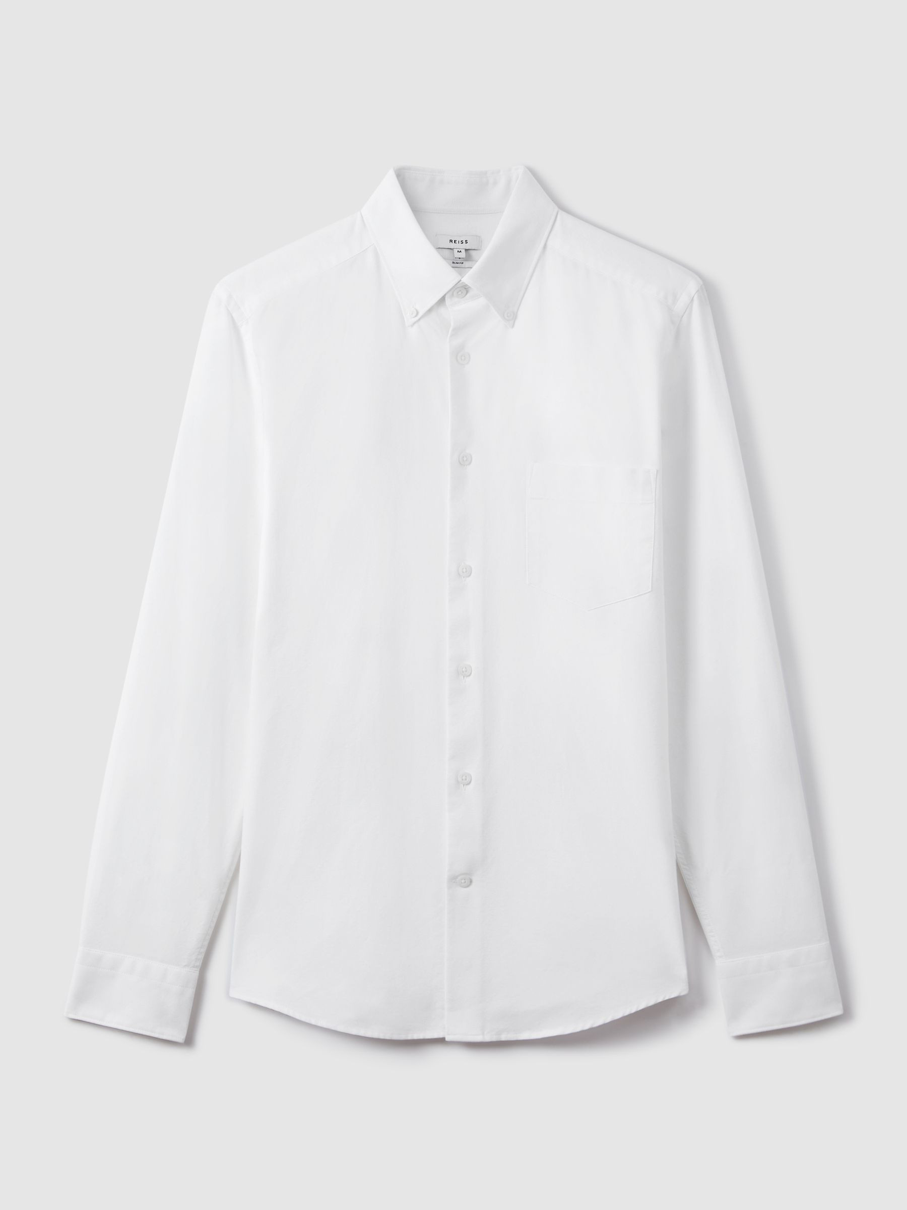 Reiss Slim-Fit Button-Down Collar Cotton Oxford Shirt in White - REISS | Reiss UK