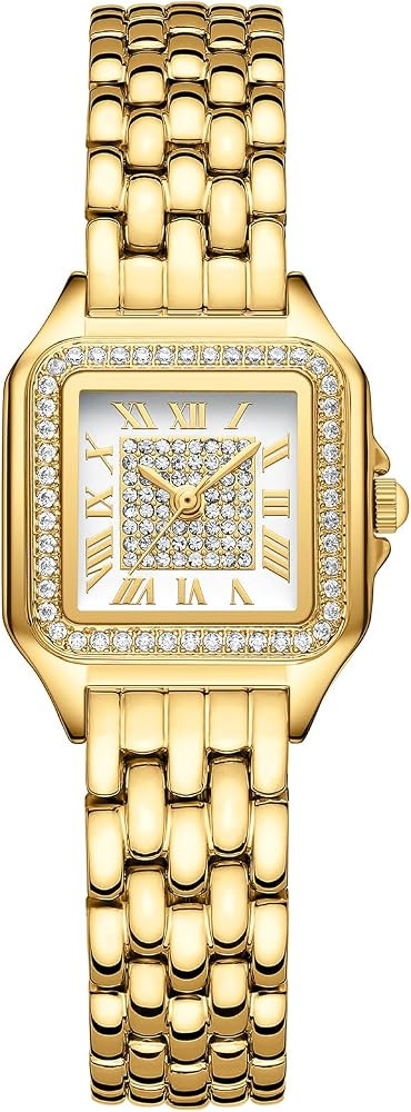 Watches for Women Square Diamond Watch Roman Dial Stainless Steel Bracelet Waterproof 30M Watch S... | Amazon (US)