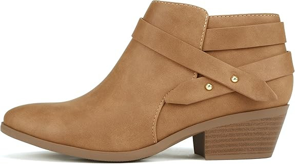 Soda SWEETEN Women's Fashion Closed Toe Multi Strap Ankle Bootie Block Heel (Wide Fit Available) | Amazon (US)