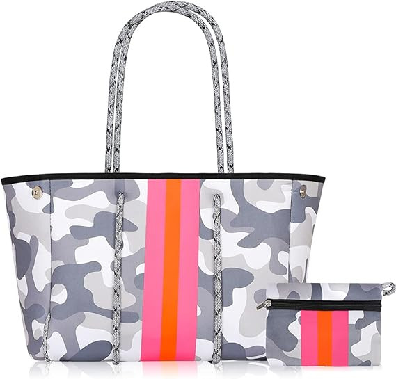 Neoprene Large Beach Bag Tote with Wristlet for Women | Amazon (US)