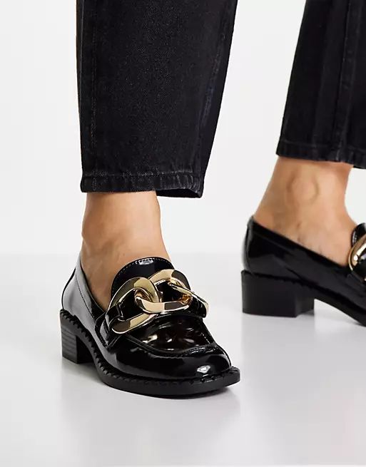 ASOS DESIGN Mailbox statement chain loafers in black | ASOS (Global)