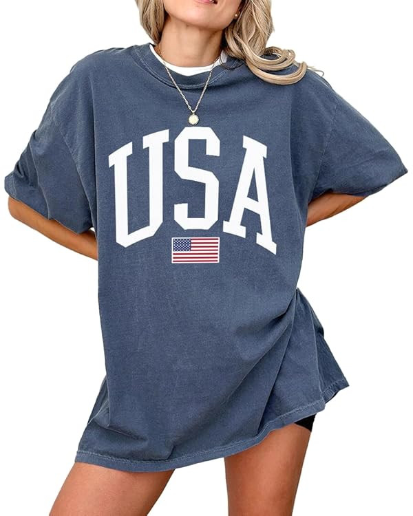 USA T-Shirt for Men, Women, Unisex - Vintage American Flag Graphic Tee - Patriotic Short Sleeve C... | Amazon (US)