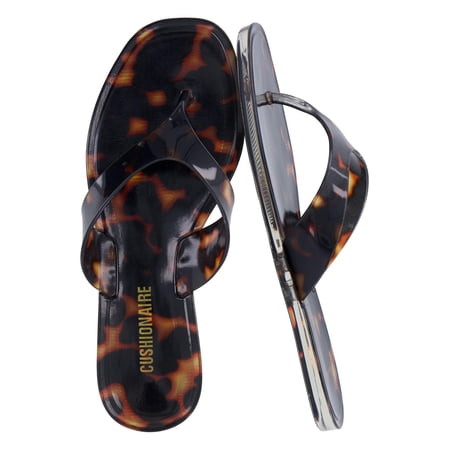 Cushionaire Tropic Thong Jelly Flip Flops for Women with Square Toe and Wide Strap Design, Comfortable Lightweight Womens Sandals | Walmart (US)
