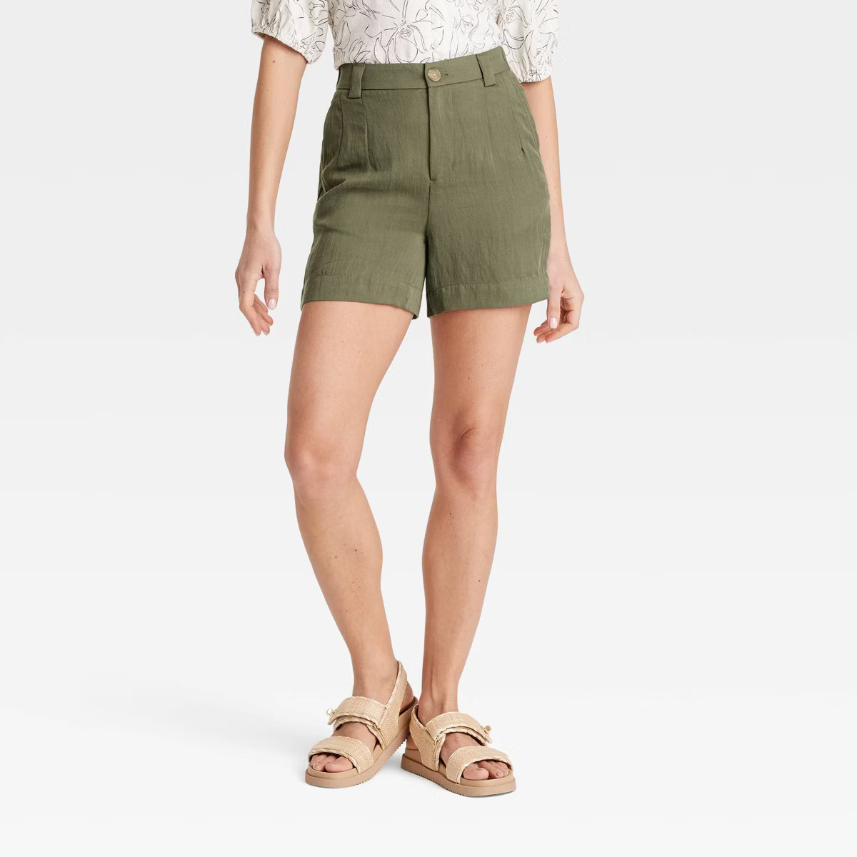 Women's High-Rise Flat-Front Chino Shorts - A New Day™ | Target
